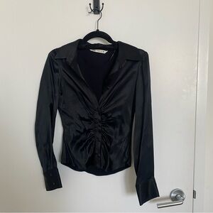 Zara Black „silk/suede“ Blouse